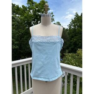 Chadwick's Womens Camisole Large Blue Lace Trim Coquette Balletcore Tank Top